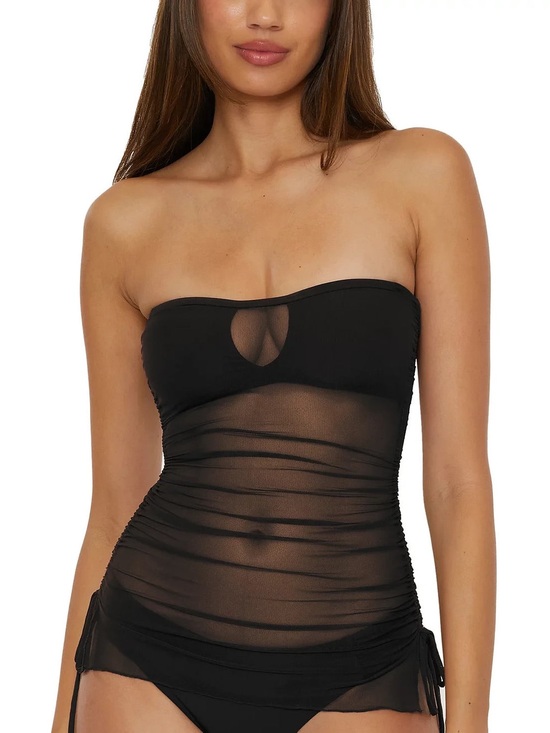 BECCA Other - BECCA Black Strapless Sheer Mesh Tankini Top